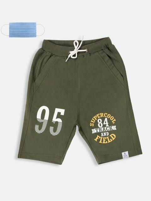 

Lil Tomatoes Boys Olive Green Printed Regular Shorts