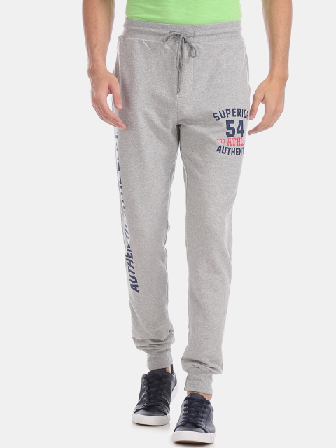 

Colt Men Grey & Blue Printed Straight-Fit Joggers