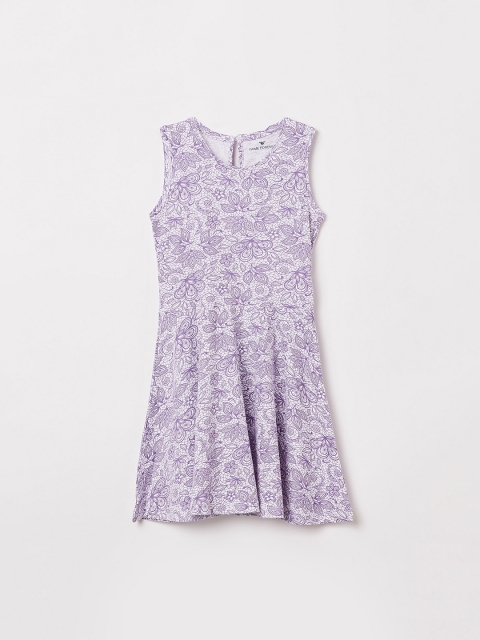 

Fame Forever by Lifestyle Girls White & Purple Floral Print A-Line Dress