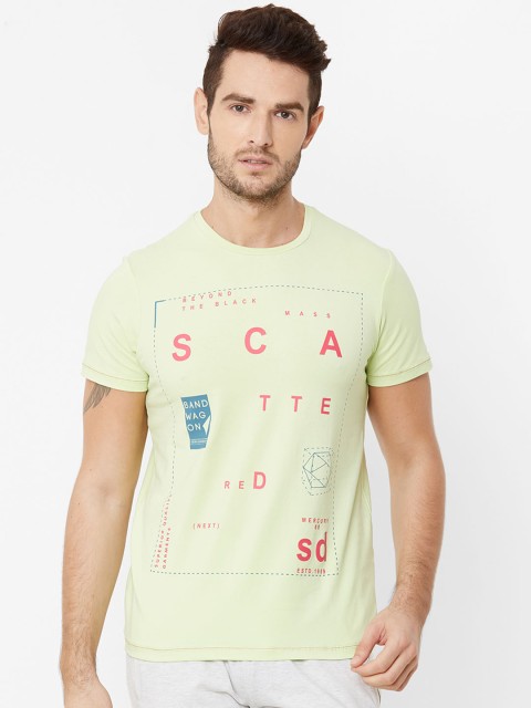 

Sweet Dreams Men Lime Green Printed Round Neck T-shirt