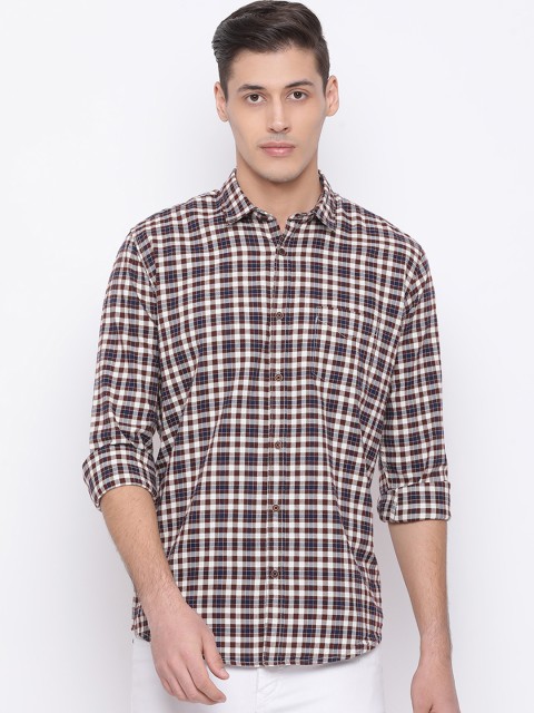 

Richlook Men Brown & White Slim Fit Checked Casual Shirt