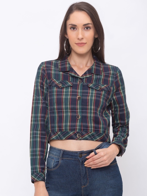 

Globus Women Green Checked Bolero Jacket