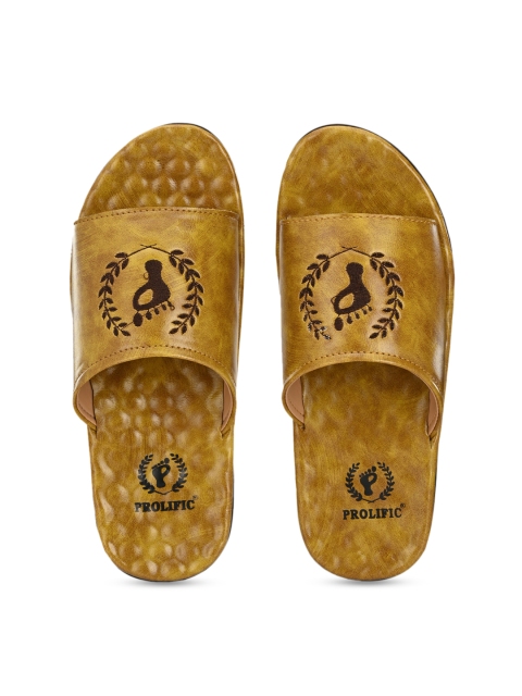 

Prolific Men Yellow Self Design Sliders