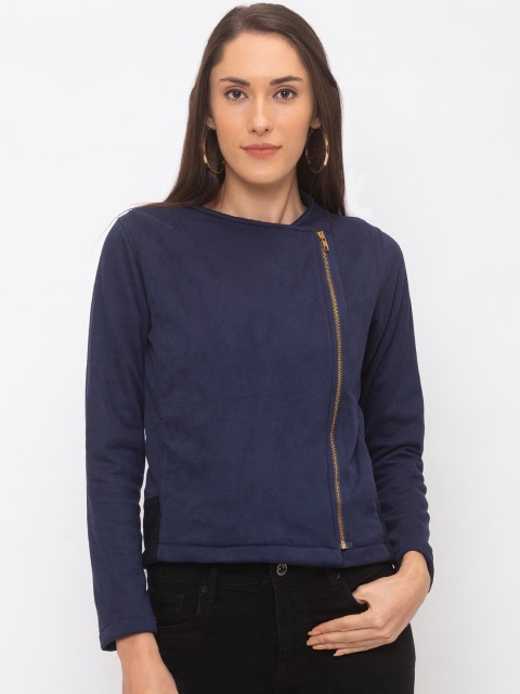 

Globus Women Navy Blue Solid Padded Jacket
