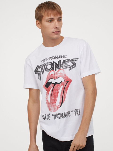 

H&M Men White Printed T-shirt