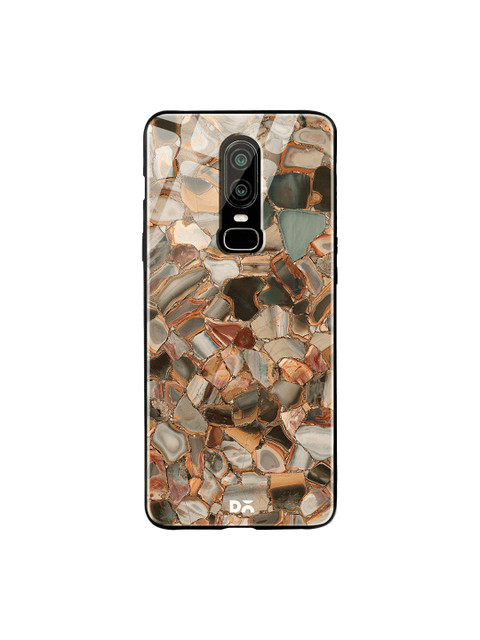 

DailyObjects Brown & Grey Marble Mosaic OnePlus 6 Glass Case