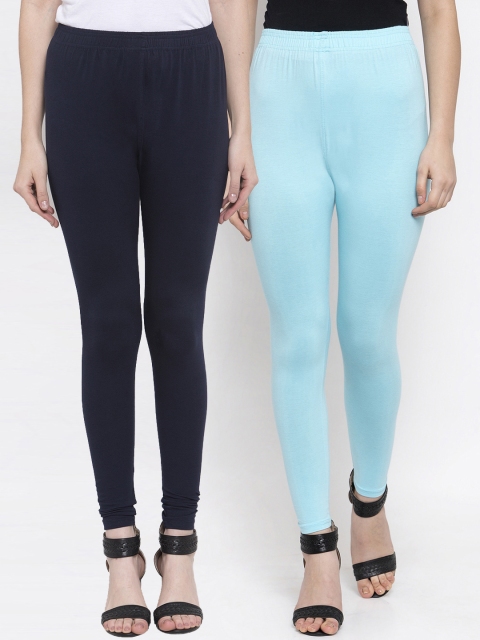 

TAG 7 Women Pack Of 2 Solid Leggings, Blue