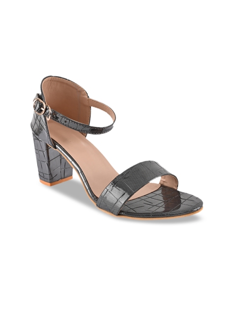 

BuckleUp Women Black Textured Block Heels