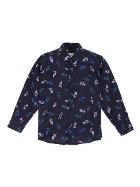 

Kidling Boys Navy Blue Classic Regular Fit Printed Casual Shirt