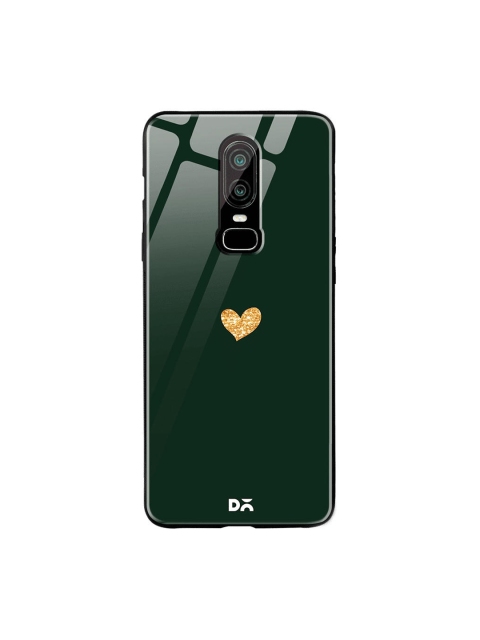 

DailyObjects Green & Beige Sparkle Heart OnePlus 6 Glass Case