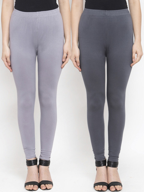 

TAG 7 Women Pack Of 2 Grey Solid Leggings