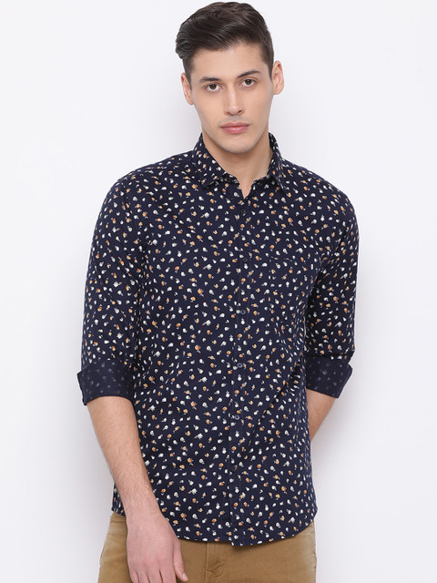 

Richlook Men Navy Blue & White Slim Fit Printed Casual Shirt
