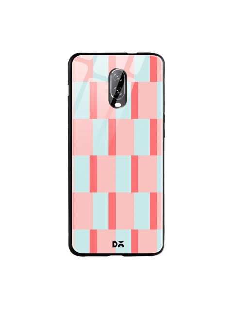 

DailyObjects Pink & Blue Dual Blush Checks OnePlus 6T Glass Case