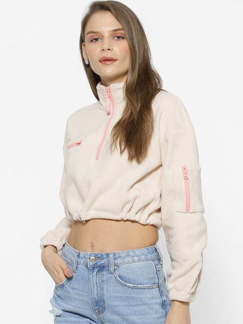 

FOREVER 21 Women Cream-Coloured Solid Bolero Jacket