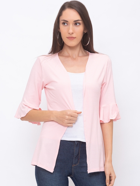 

Globus Women Pink Solid Open Front Shrug