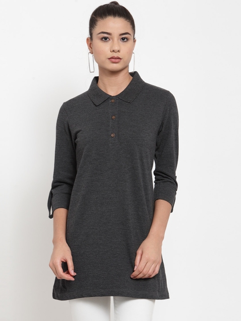 

Kalt Women Black Solid Tunic, Grey