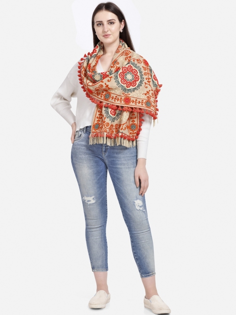 

Mesmora Women Multicoloured Embroidered Stole, Multi