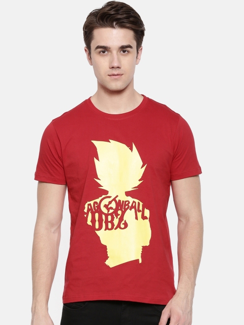

Bushirt Men Red Printed Round Neck Pure Cotton T-shirt