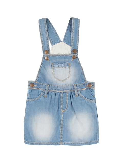 

Donuts Girls Blue Washed Slim-Fit Denim Dungarees