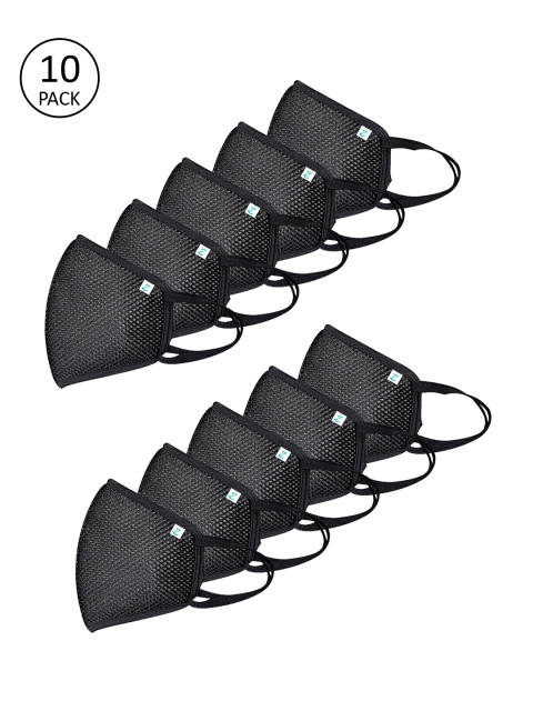 

ZIYAA Unisex Pack Of 10 Black 4-Ply Safety Shield Reusable Outdoor Masks