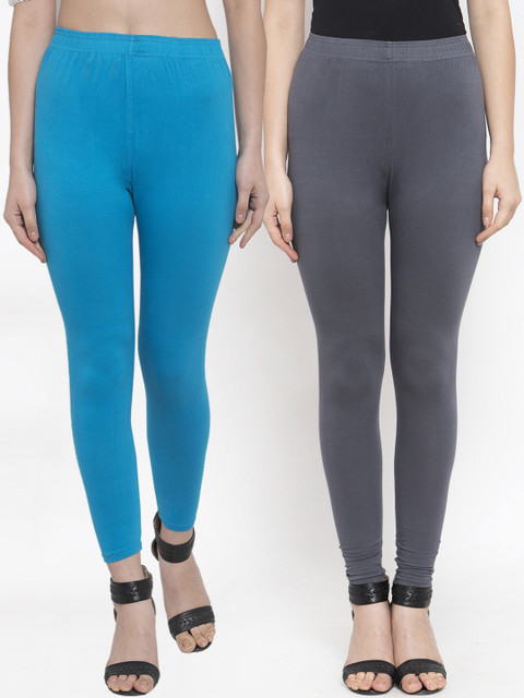 

TAG 7 Women Pack Of 2 Solid Ankle-Length Leggings, Grey