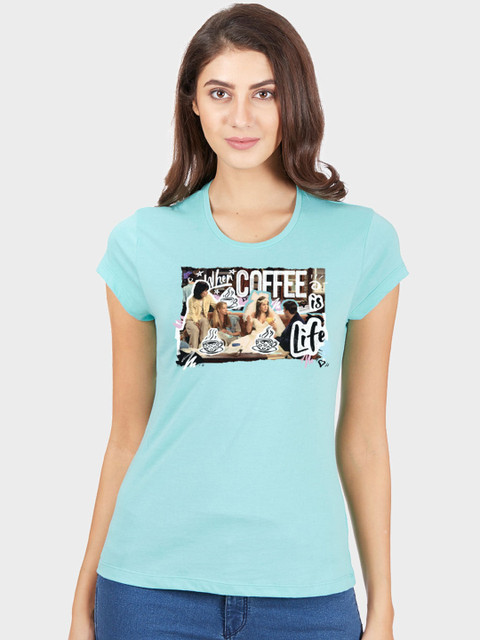 

Free Authority Women Blue Printed Round Neck T-shirt