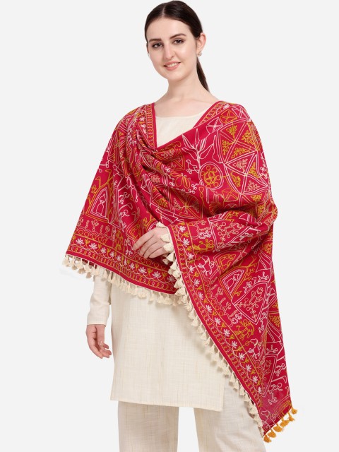 

Mesmora Women Red Embroidered Stole