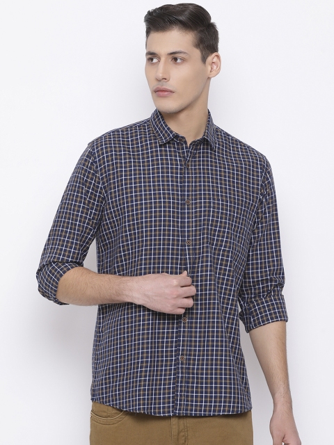 

Richlook Men Navy Blue & White Slim Fit Checked Casual Shirt