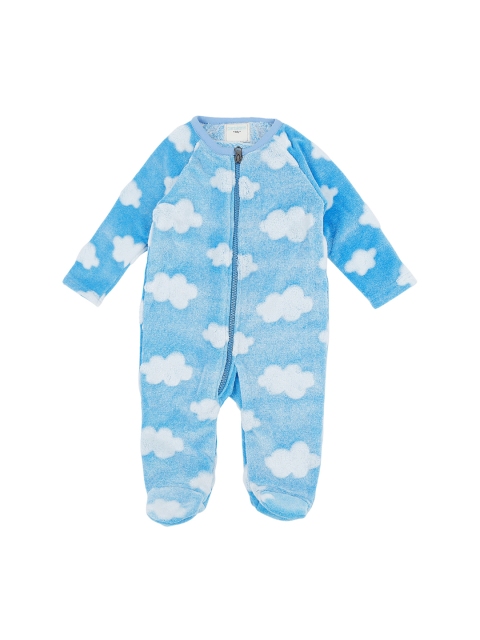 

Pantaloons Baby Boys Blue & White Printed Sleepsuit