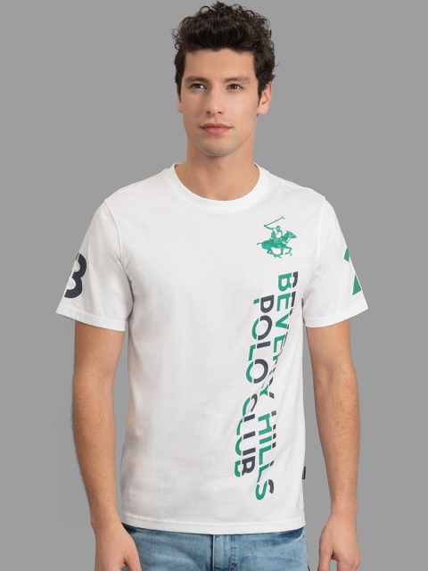 

Beverly Hills Polo Club Men White Brand Logo Printed Round Neck T-shirt