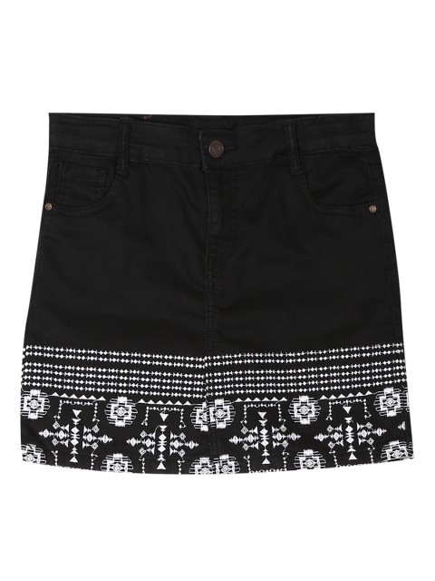 

Cherokee Girls Black Embroidered Pencil Denim Skirt