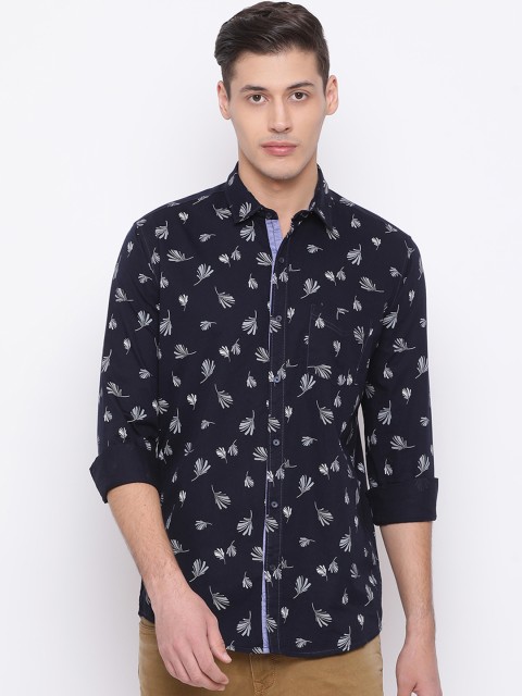 

Richlook Men Navy Blue Slim Fit Printed Casual Shirt