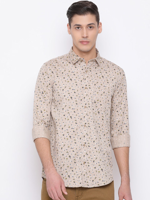 

Richlook Men Yellow Slim Fit Printed Casual Shirt