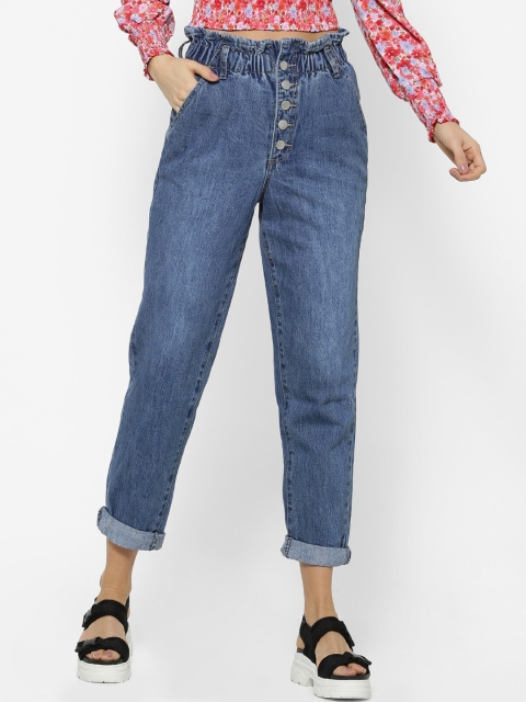 

FOREVER 21 Women Blue Regular Fit Mid-Rise Clean Look Jeans