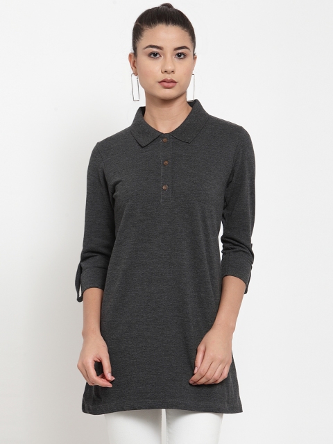 

Kalt Women Charcoal Grey Solid Tunic