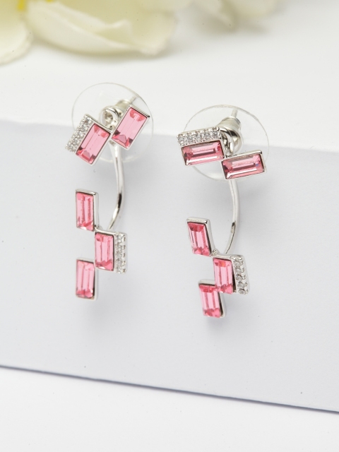 

AVANT-GARDE PARIS Pink & Silver-Toned Rhodium-Plated Crystallized with Swarovski Studs