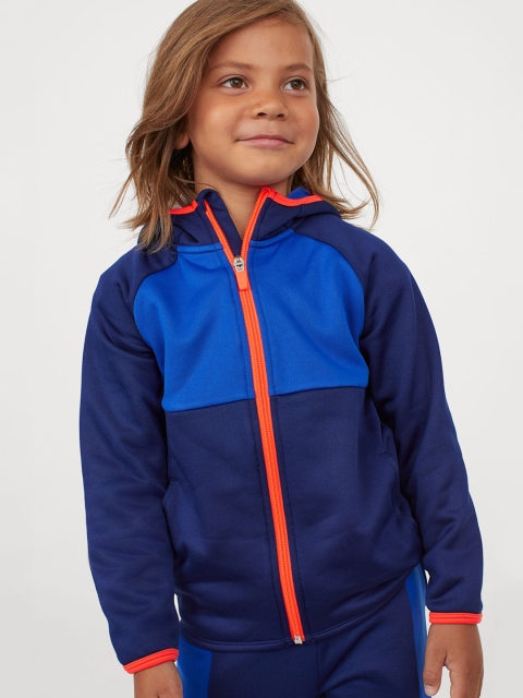 

H&M Boys Blue Colourblocked Hooded Sports Jacket
