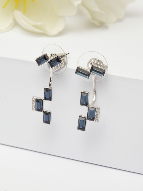 

AVANT-GARDE PARIS Blue Crystallized with Swarovski Geometric Drop Earrings