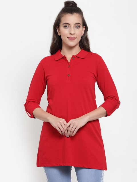 

Kalt Women Red Solid Tunic