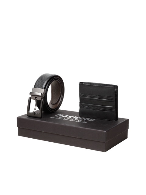 

Teakwood Leathers Men Black & Brown Genuine Leather Accessory Gift Set