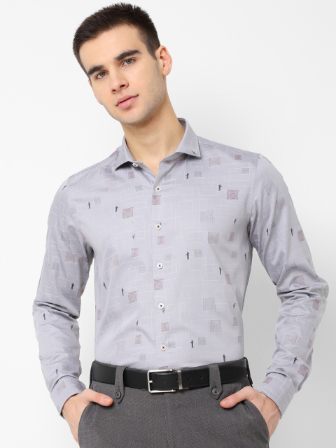 

SIMON CARTER LONDON Men Grey Printed Regular Fit Formal Shirt