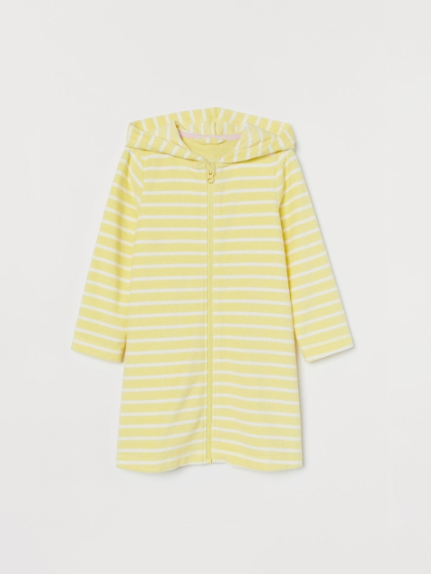 

H&M Girls Yellow & White Striped Hooded Dressing Gown
