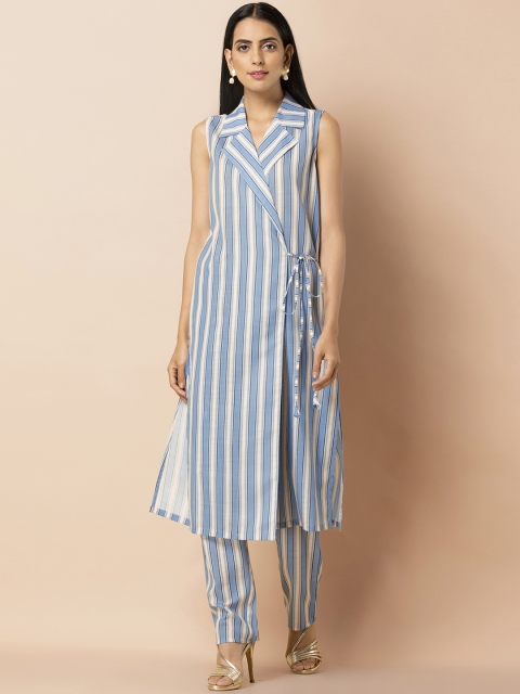 

INDYA Women's Blue & White Striped Tunic