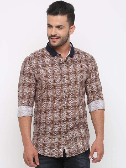 

WITH Men Brown Regular Fit Printed Casual Shirt