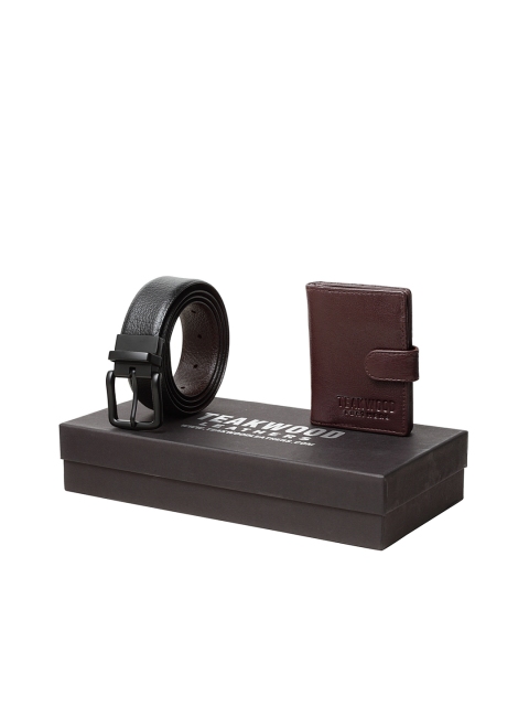 

Teakwood Leathers Men Black & Brown Genuine Leather Accessory Gift Set