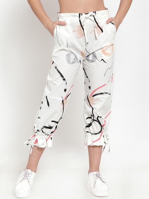 

J Style Women White & Black Printed Slim Fit Capris