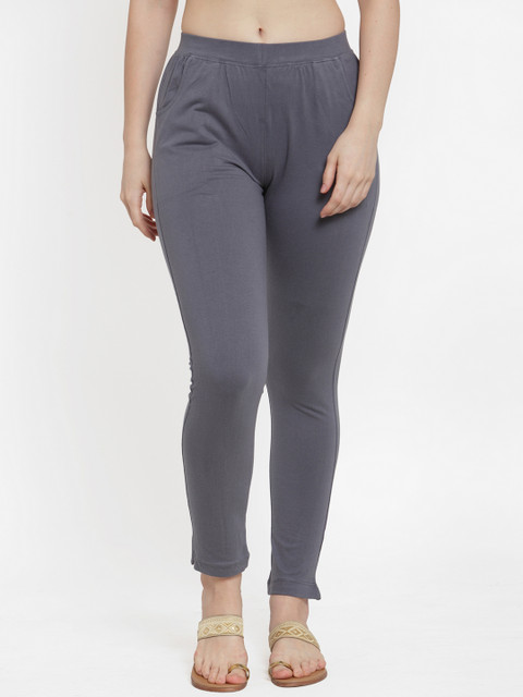 

TAG 7 Women Grey Solid Ankle-Length Leggings