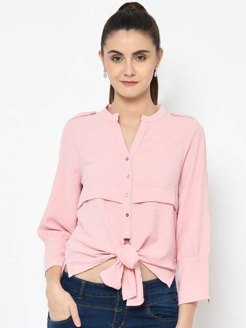 

Latin Quarters Women Pink Solid Crop Top