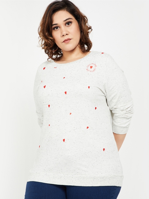 

nexus Plus Size Women Grey Printed Sweatshirt