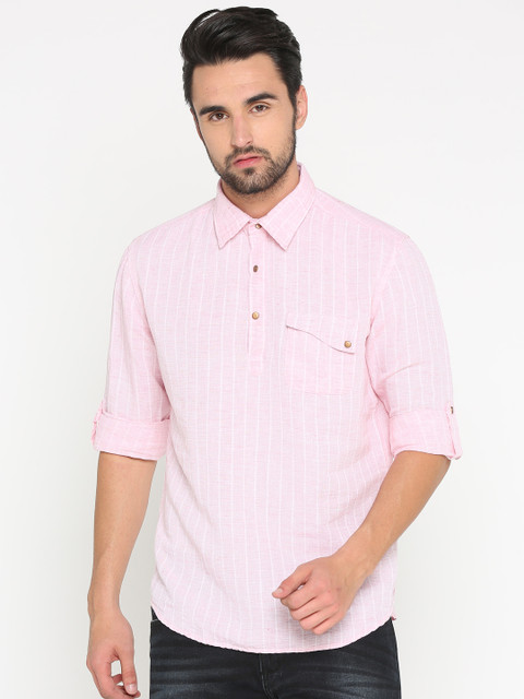 

WITH Men Pink Slim Fit Checked Casual Shirt